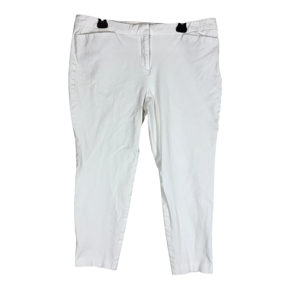 Carolina Belle Pants Womens 14 White Slim Capri Twill Stretch Pockets‎ Ankle